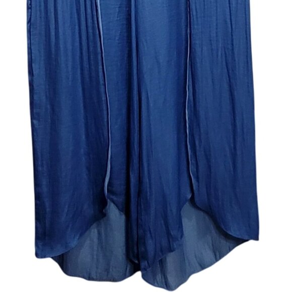 H Halston Split Leg Wrap Pants Blue L - Picture 3 of 7